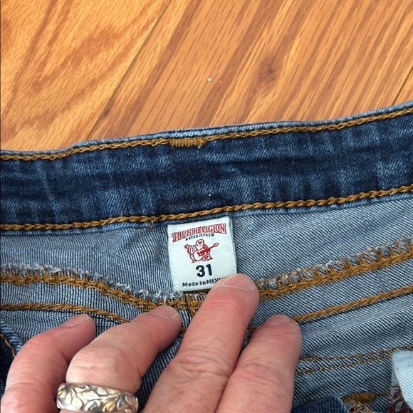 True Religion Dark Blue Distressed Skinny Jeans - Picture 3 of 4